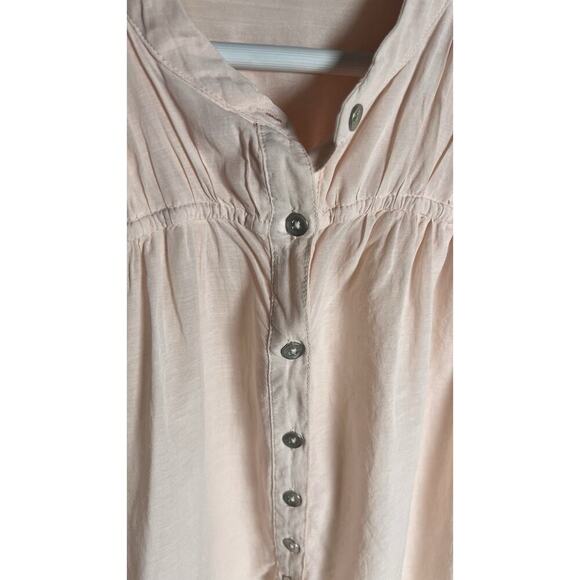 Anthropologie Pilcro Henley Womens Medium Boxy Boho Blouse Peach Cotton Blend‎ - Picture 6 of 11
